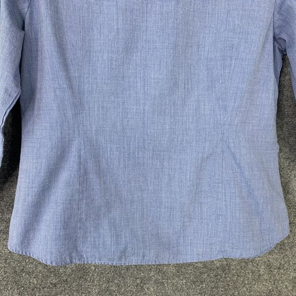 Adolfo Chambray Blue Button-up Shirt Women Size M Ruffles Crystal Buttons - Picture 10 of 14